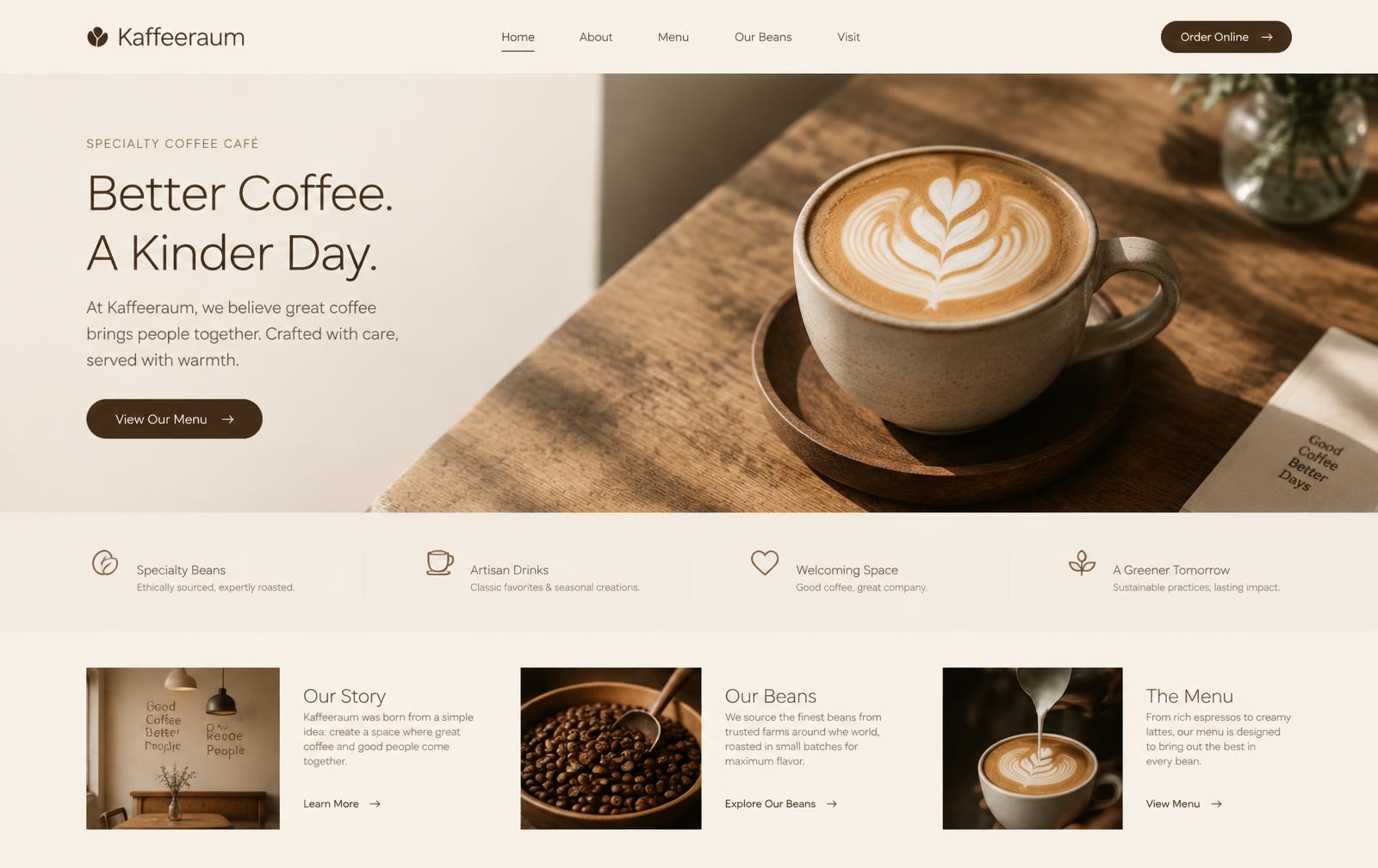 Demo-Konzept für ein Café